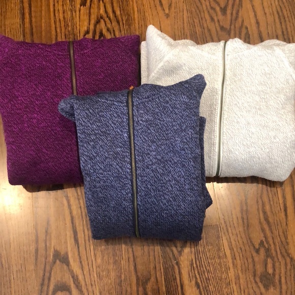 COLUMBIA Womens Raspberry Knit Full Zip Fleece Lined Zip Pockets Hoodie Large - Picture 2 of 15